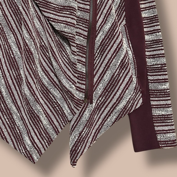 Lucky Brand Sweater Striped Open Front Moto Asymmetrical Zip Boho Cardigan Small - Picture 6 of 8